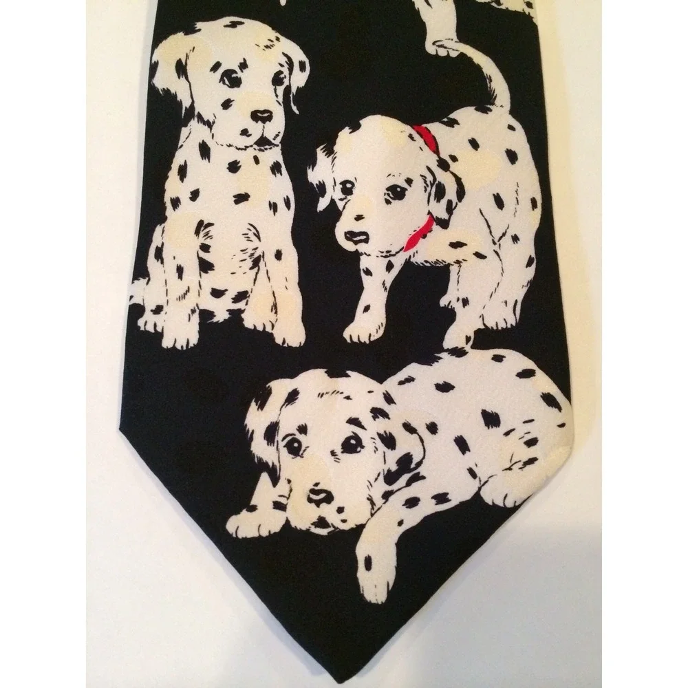 Dalmatian Dog Puppy Neck Tie 100% Silk For Pet Lovers Vet Fire Fighter‎